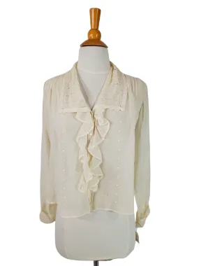 10s Antique Blouse in Cream - sm, med, lg