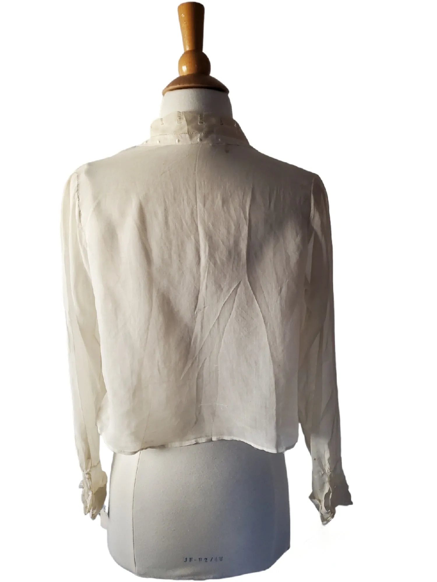 10s Antique Blouse in Cream - sm, med, lg