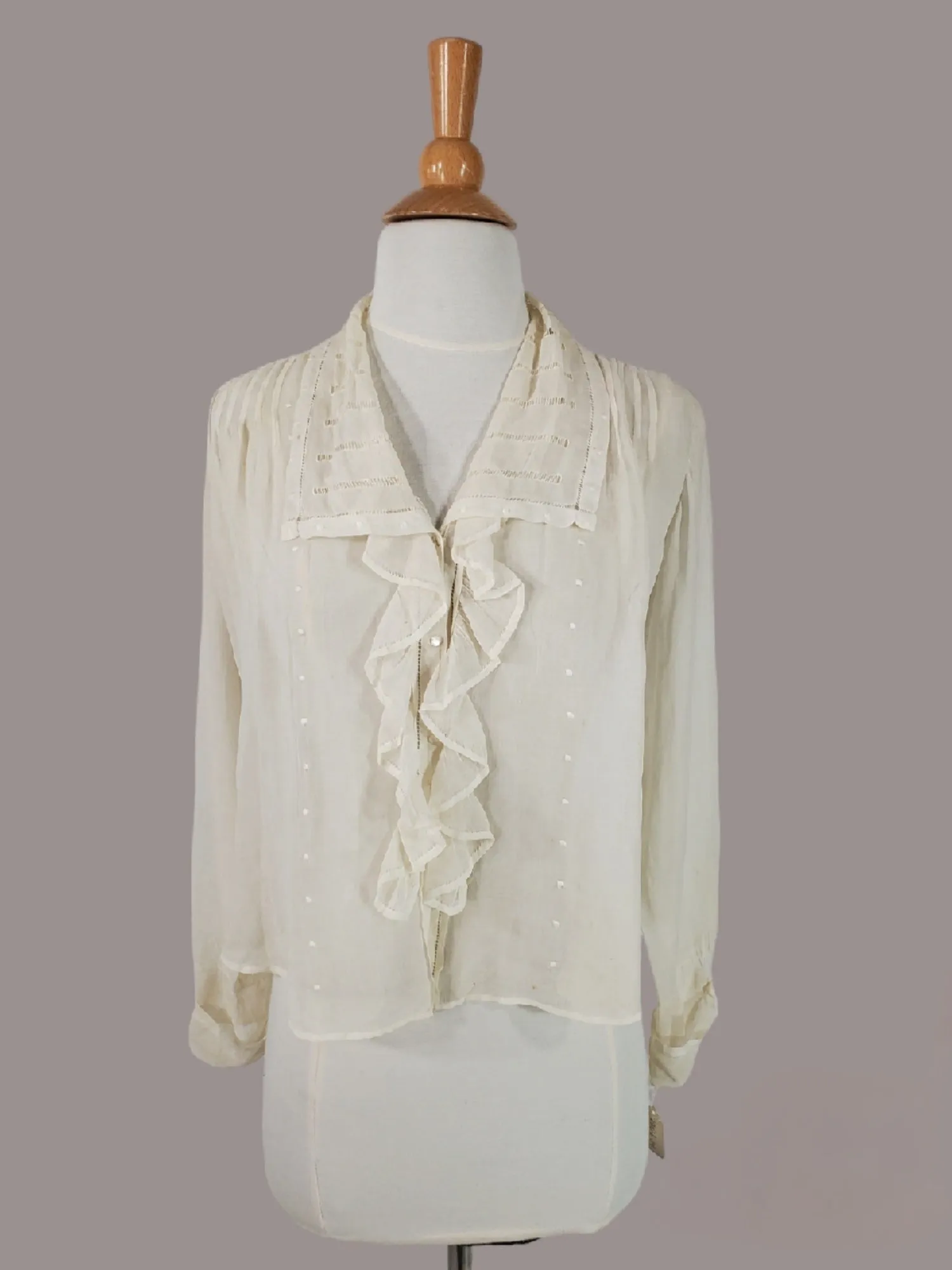 10s Antique Blouse in Cream - sm, med, lg