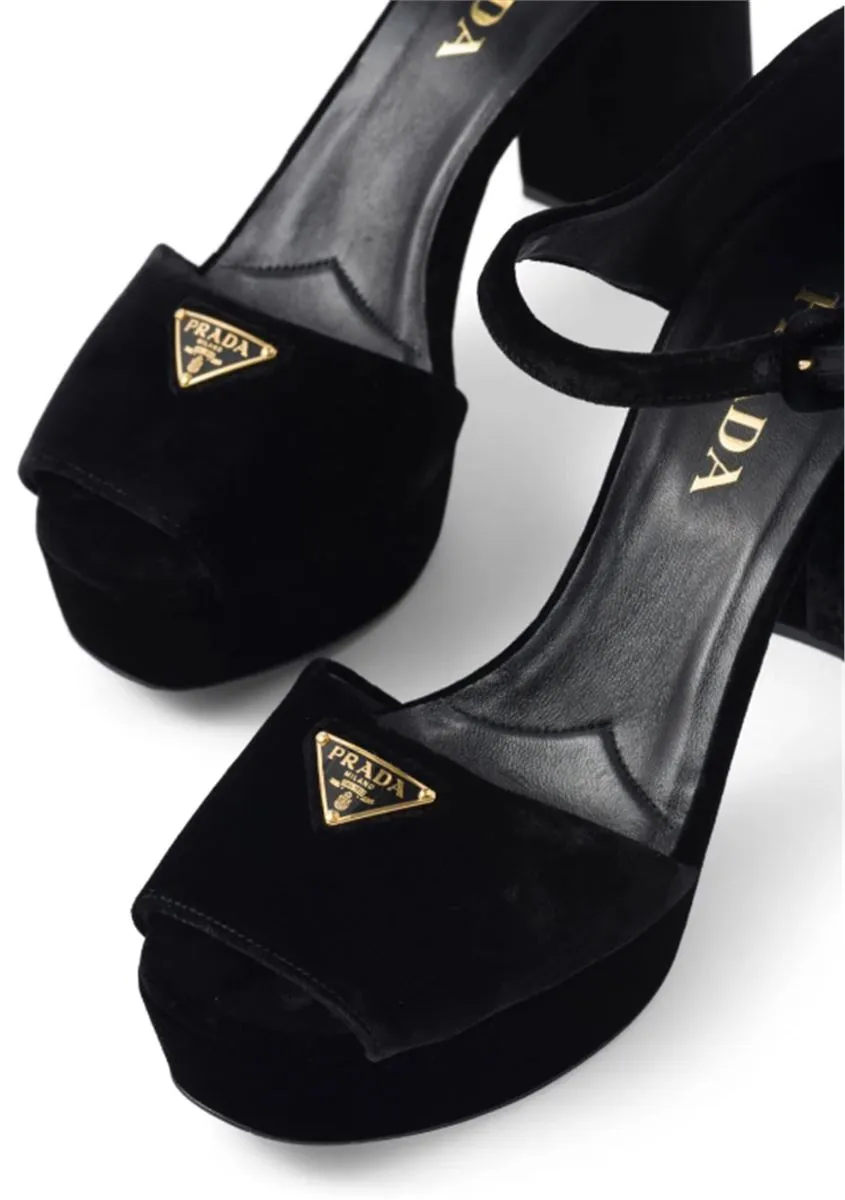 95MM VELVET PLATFORM SANDALS