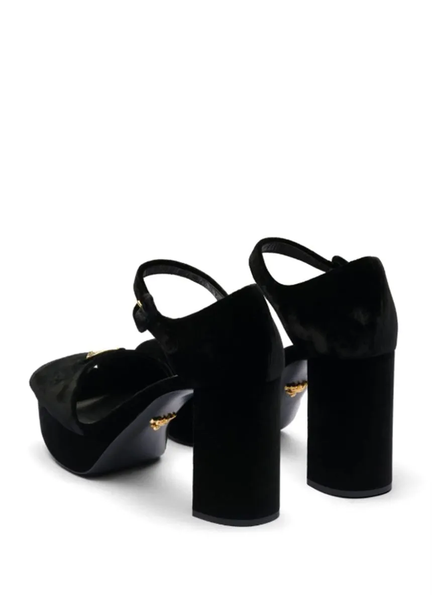 95MM VELVET PLATFORM SANDALS