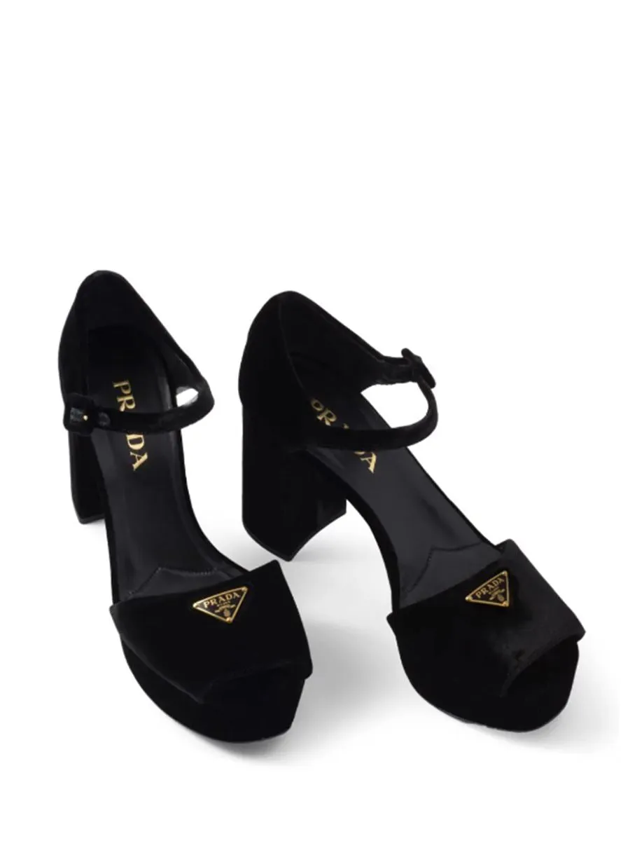 95MM VELVET PLATFORM SANDALS