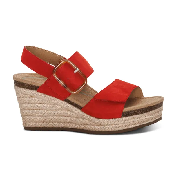 Aetrex Women's Ashley Espadrille Wedge Poppy