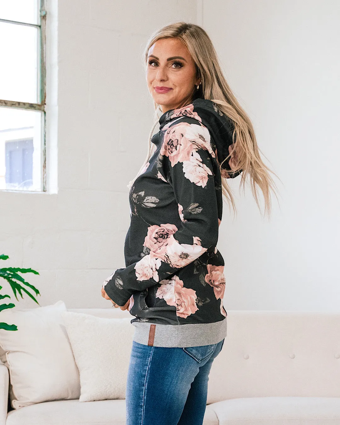 Ampersand Ave Fanciful Floral DoubleHood Sweatshirt