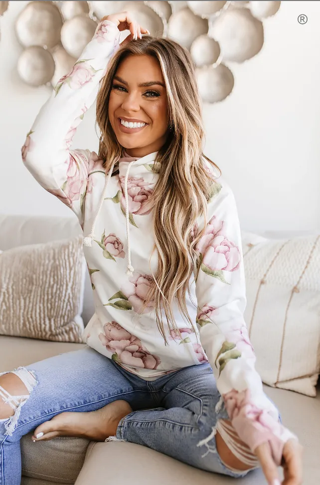 Cozy Doublehood Sweatshirt in Happily Ever After Design by Ampersand Avenue