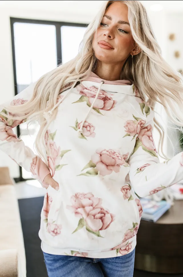 Cozy Doublehood Sweatshirt in Happily Ever After Design by Ampersand Avenue