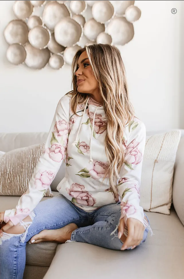 Cozy Doublehood Sweatshirt in Happily Ever After Design by Ampersand Avenue