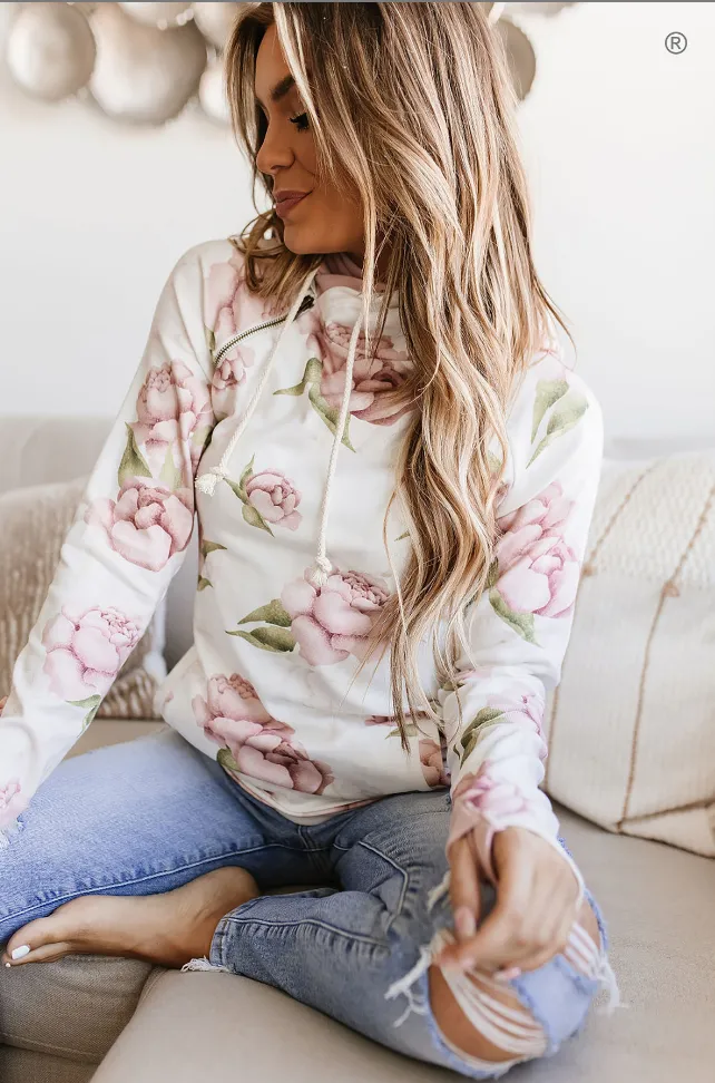 Cozy Doublehood Sweatshirt in Happily Ever After Design by Ampersand Avenue