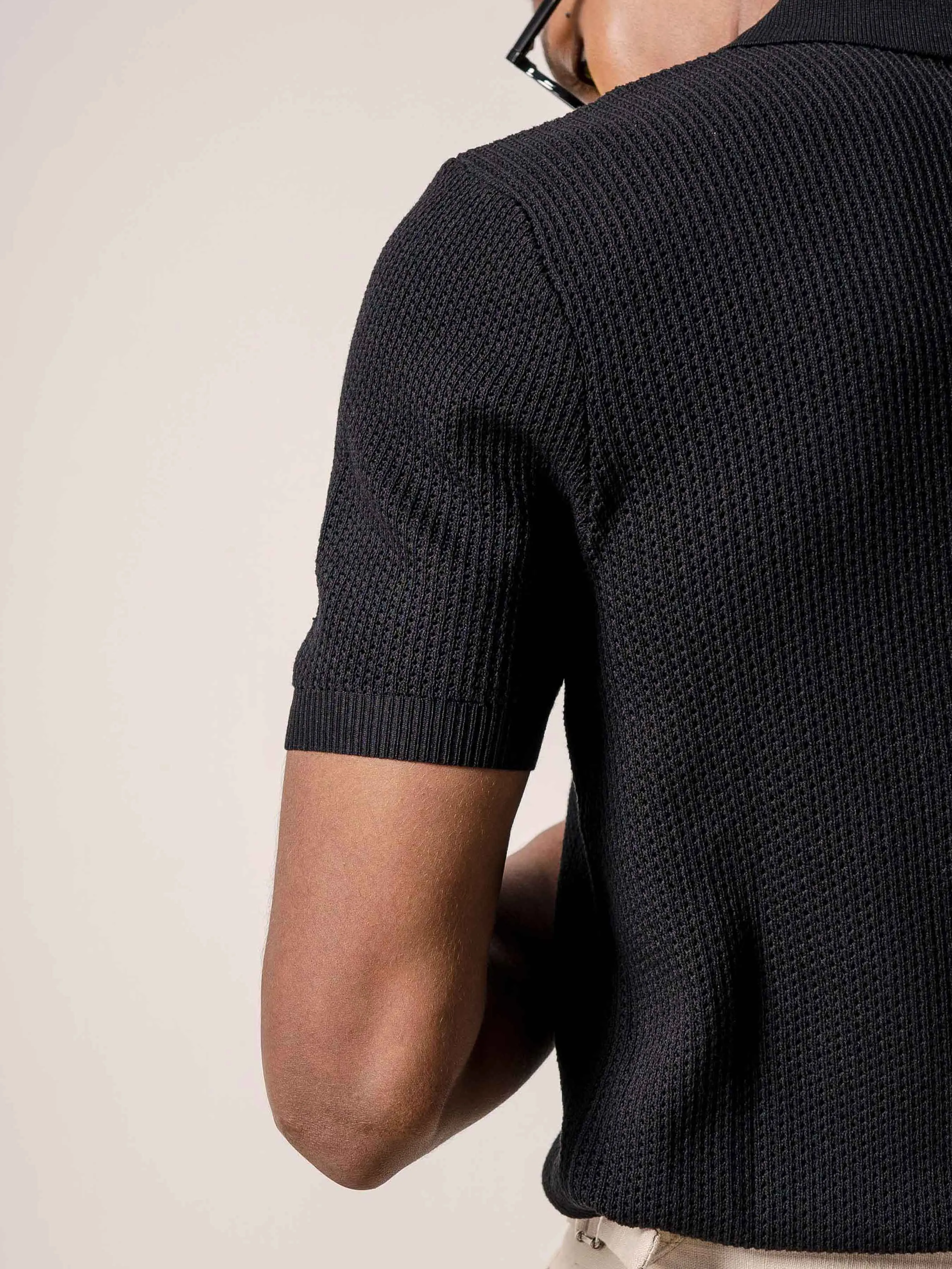 Antony Knit Polo Tee - Black