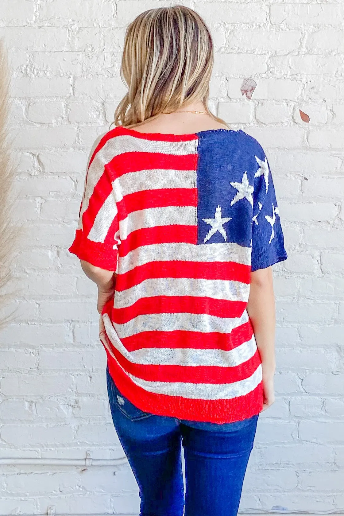 ATW American Flag Dolman Sleeve Sweater