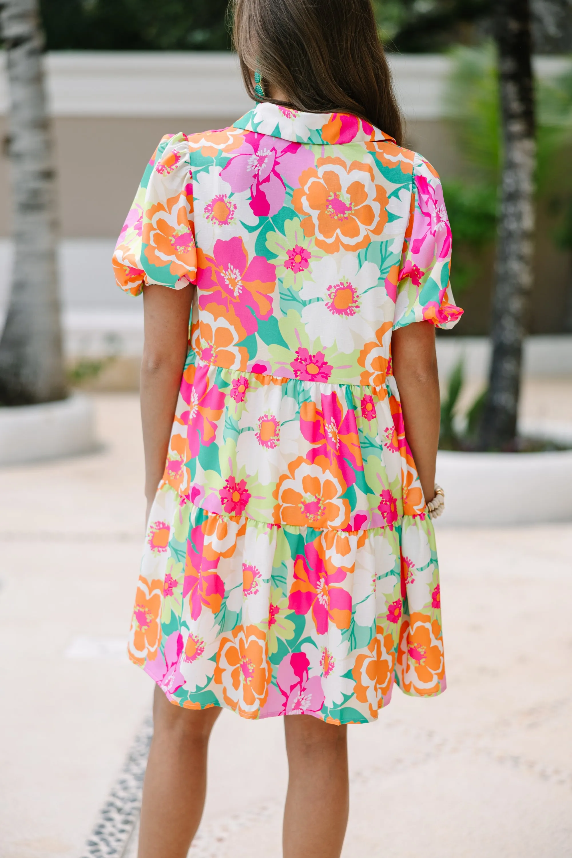 Back To Fun Orange Floral Babydoll Dress