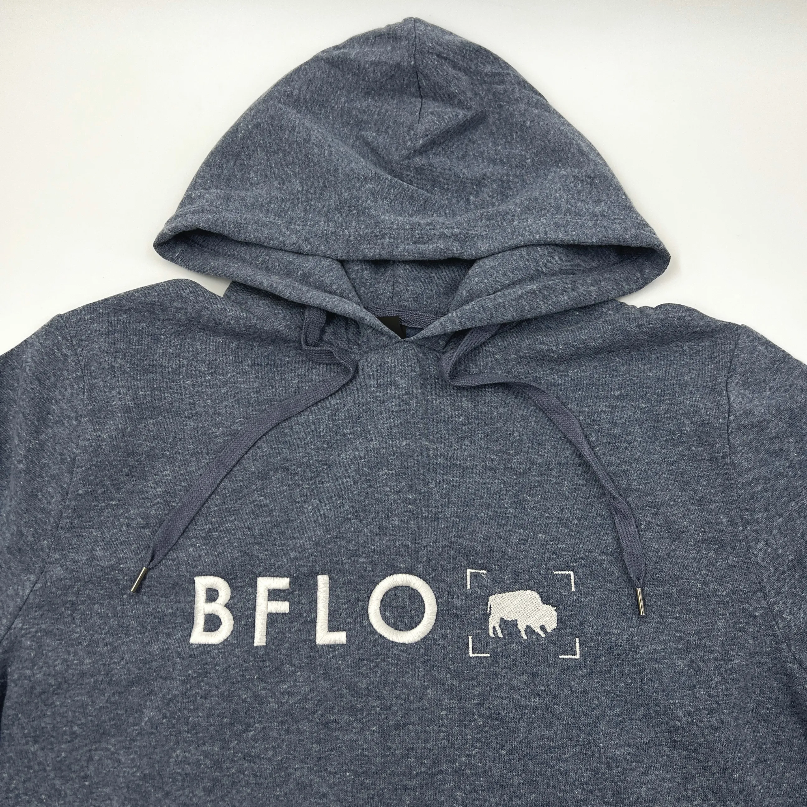 BFLO Embroidered Heather Navy Hoodie