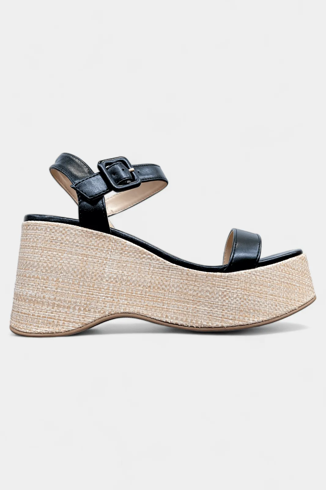 Black Spring Wedge Sandals