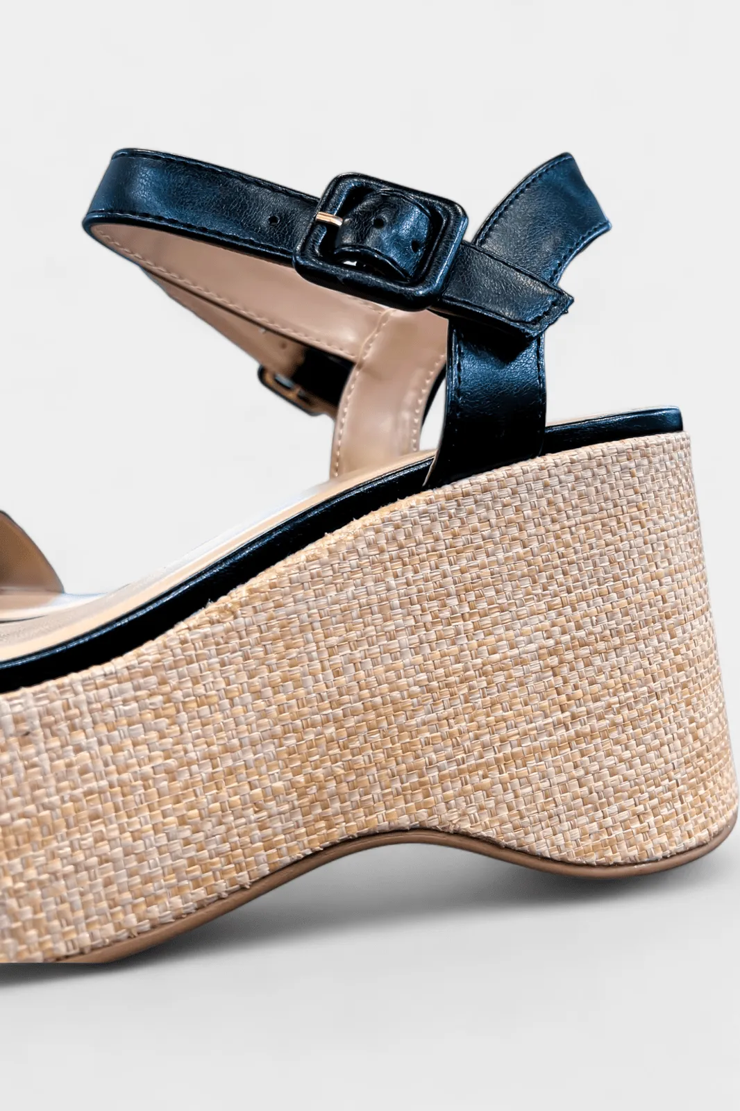 Black Spring Wedge Sandals