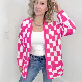 Blakeley Pink Beverly Checked Print Open Front Cardigan