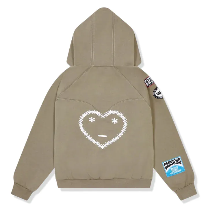 Carsicko Racing Club Zip-Up Cream Hoodie