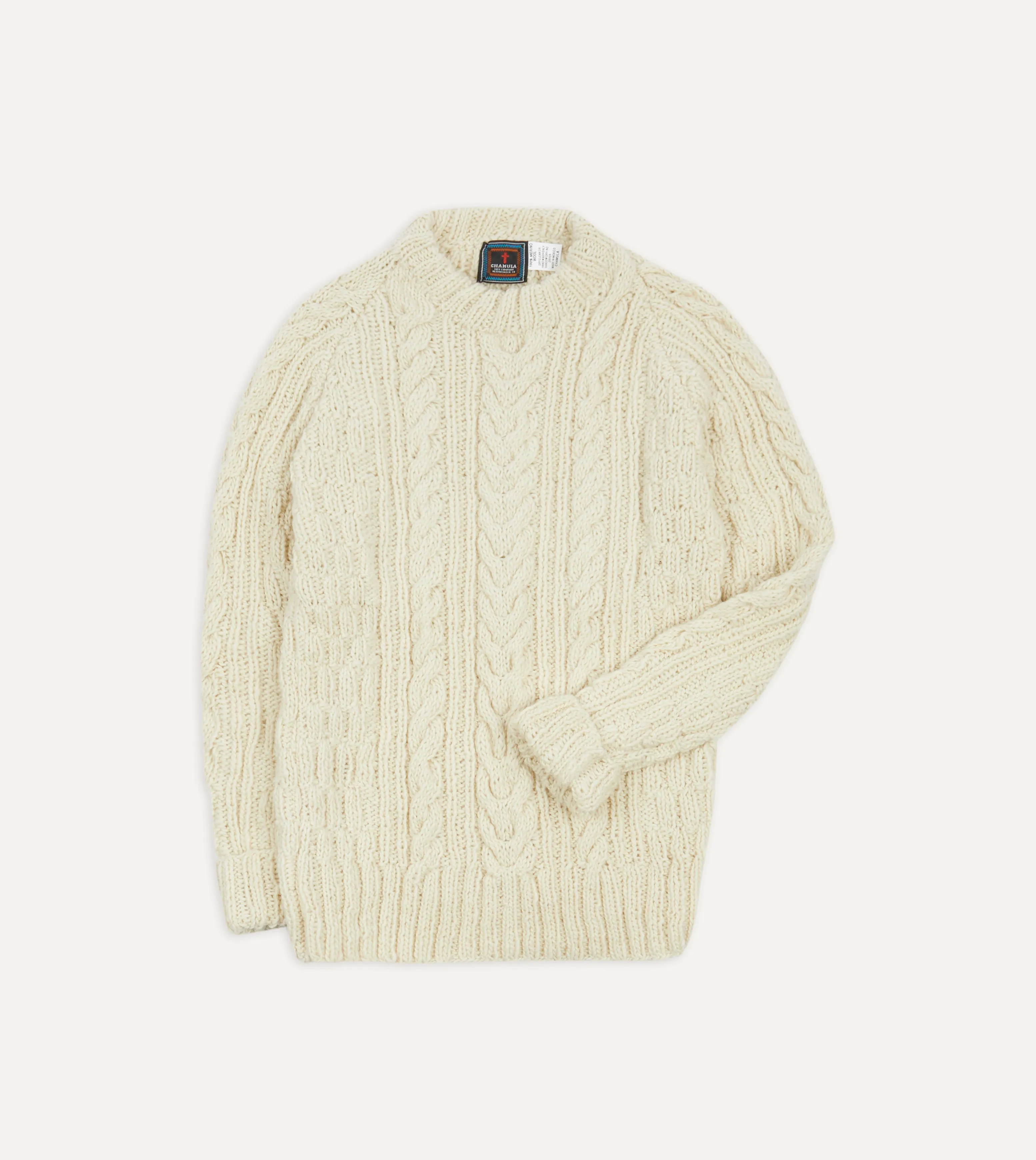 Sure! Here’s an optimized title for the product:

Drakes Ecru Cable Knit Merino Wool Jumper - Luxurious Softness & Classic Style

This title includes modifiers that highlight the products material, color, and key features, making it more appealing to potential buyers.