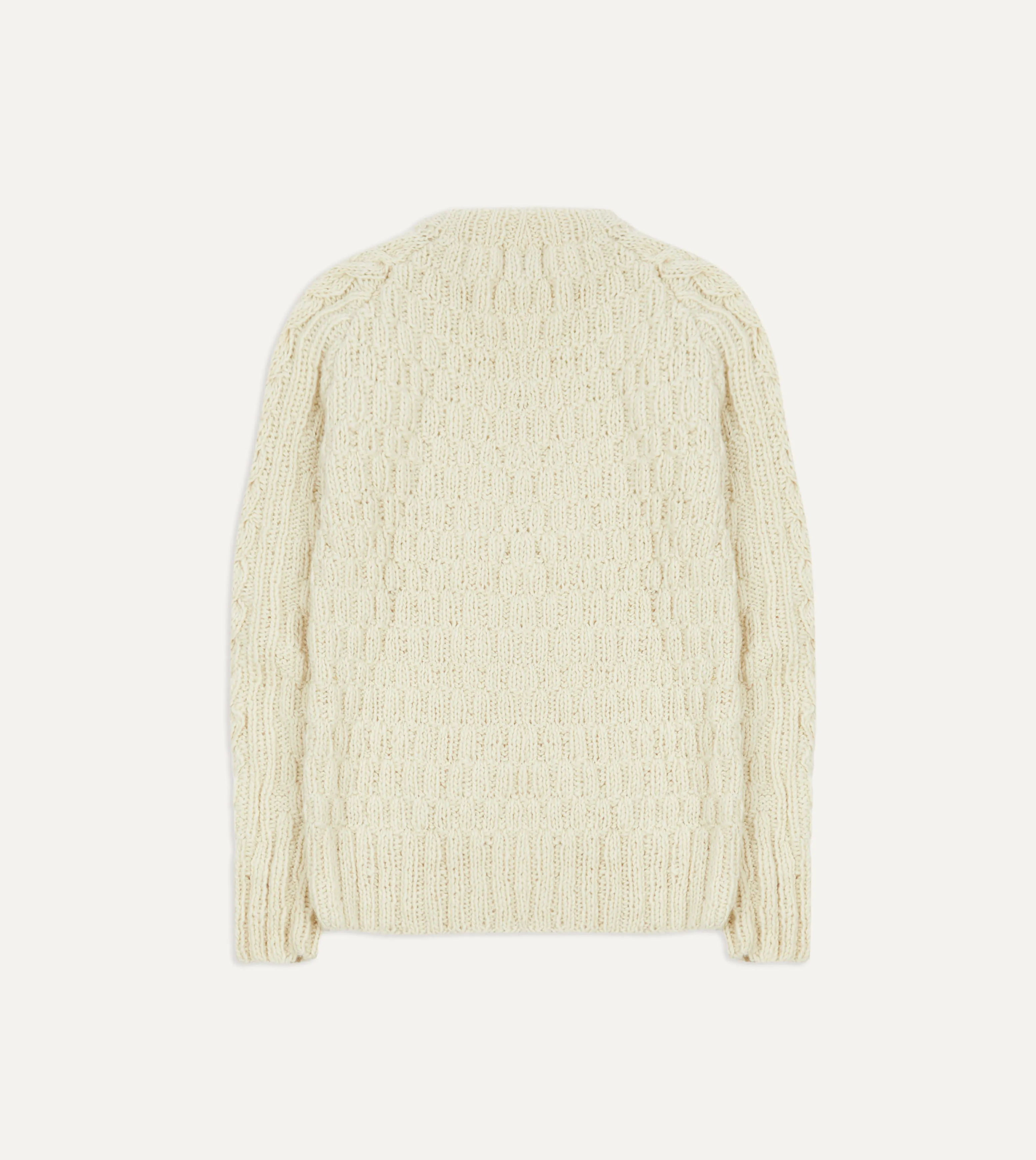 Sure! Here’s an optimized title for the product:

Drakes Ecru Cable Knit Merino Wool Jumper - Luxurious Softness & Classic Style

This title includes modifiers that highlight the products material, color, and key features, making it more appealing to potential buyers.