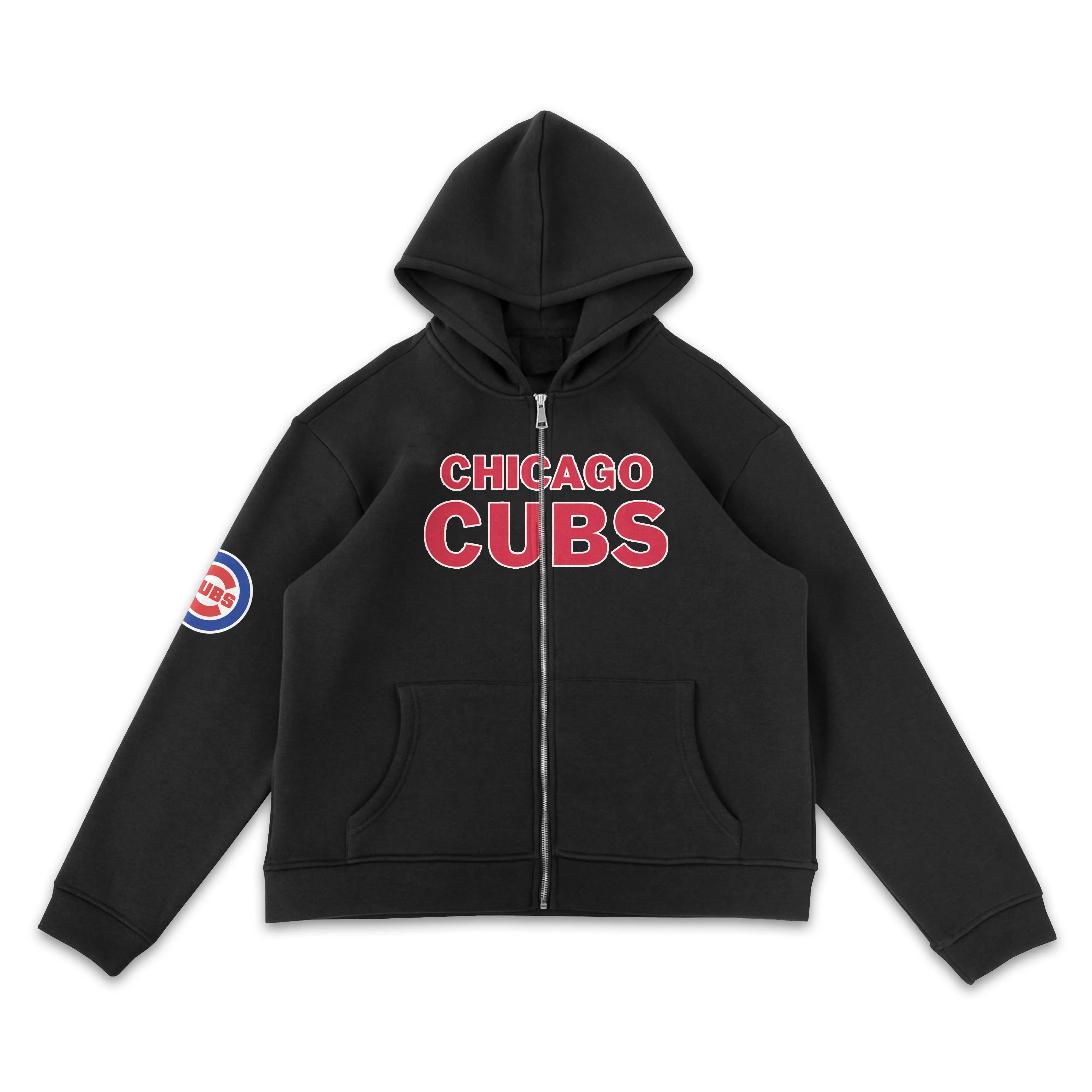 Chicago Cubs Black Full-Zip Hoodie