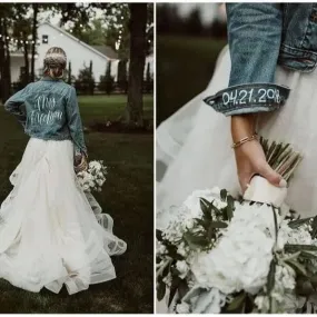 Personalized Bridal Jacket Embroidered with Name and Date on Wrist - Modestly Yours Collection