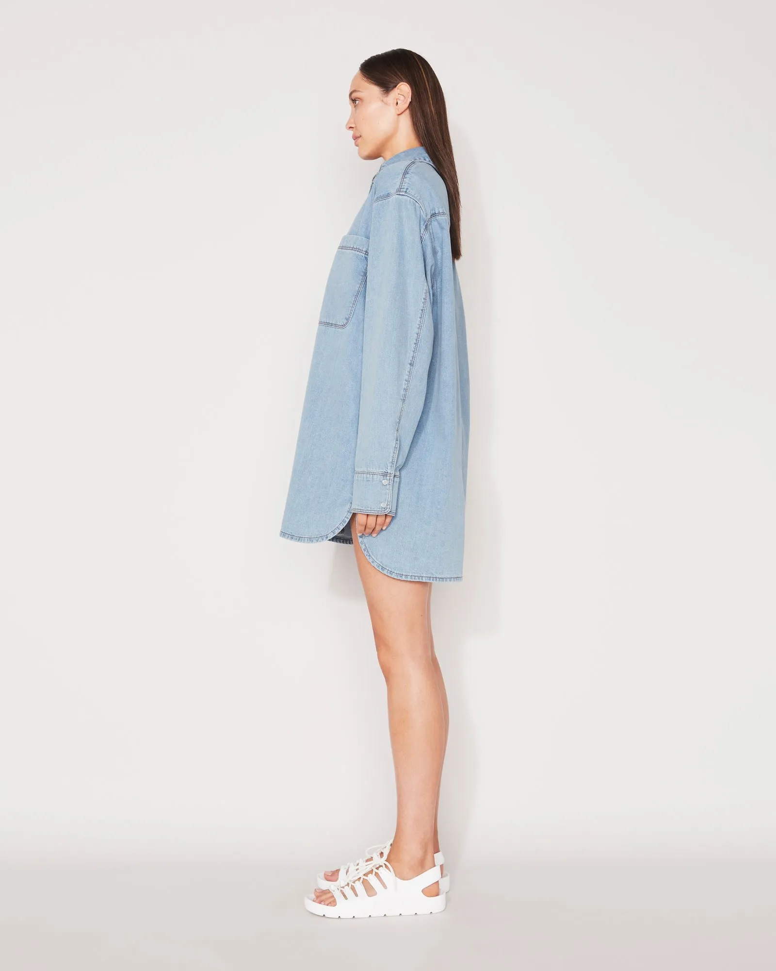 DENIM SHIRT DRESS - FADED INDIGO