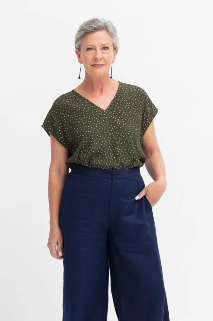 Elk The Label - Jorunn Top - Olive/pink Spot Mikro Print