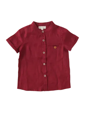 Ethan Boys Linen Shirt - Crimson