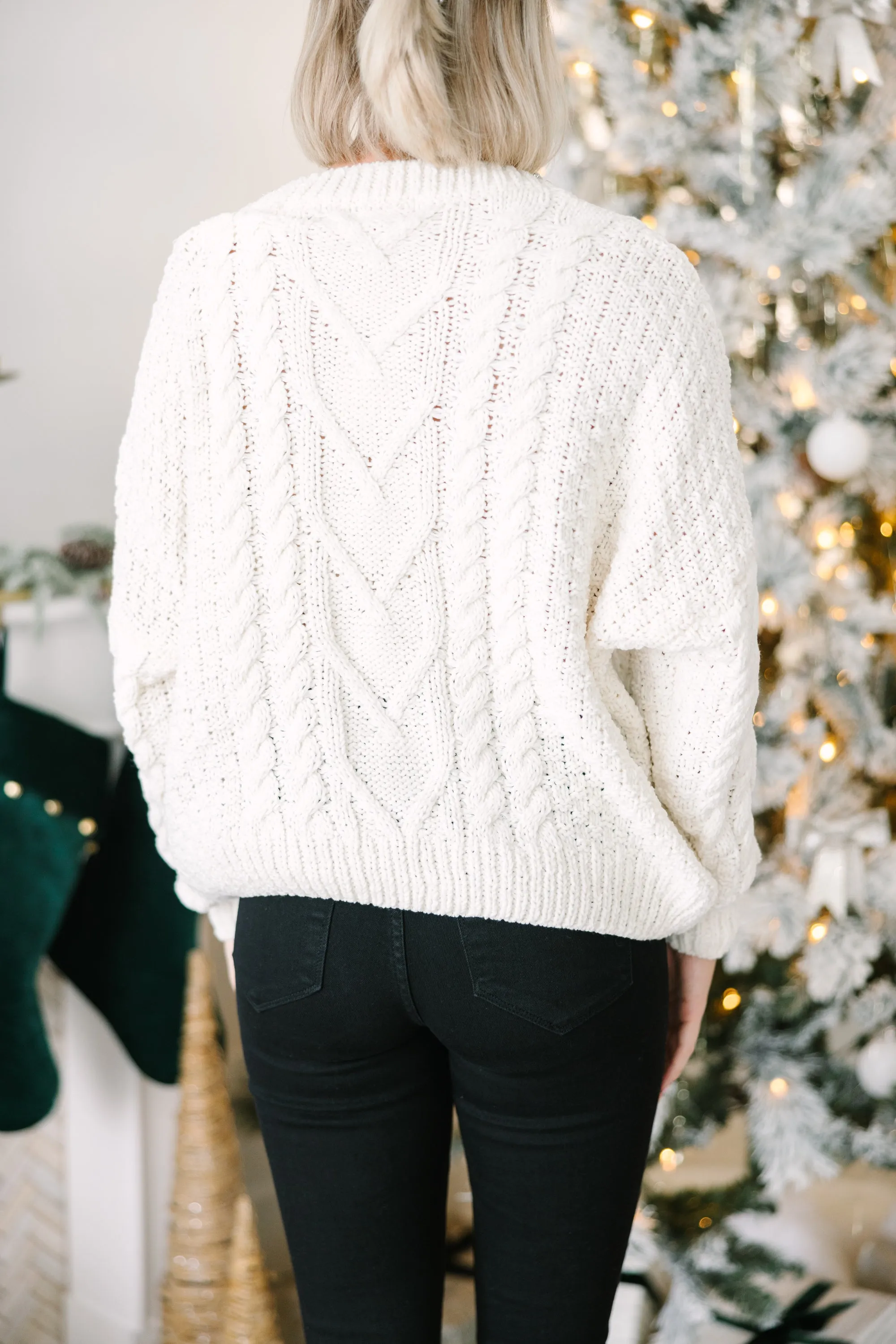 Fate: Just A Thought Cream White Embellished Sweater