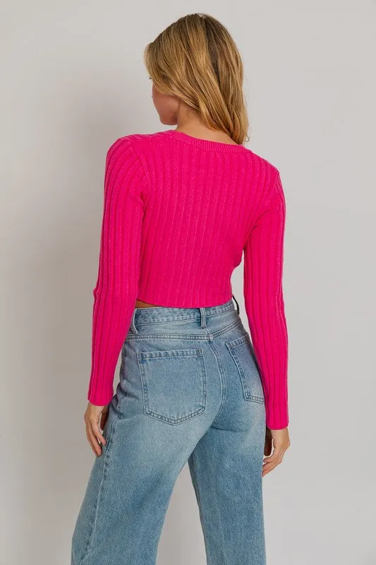 Hey Babe Asymmetrical Hem Sweater Top