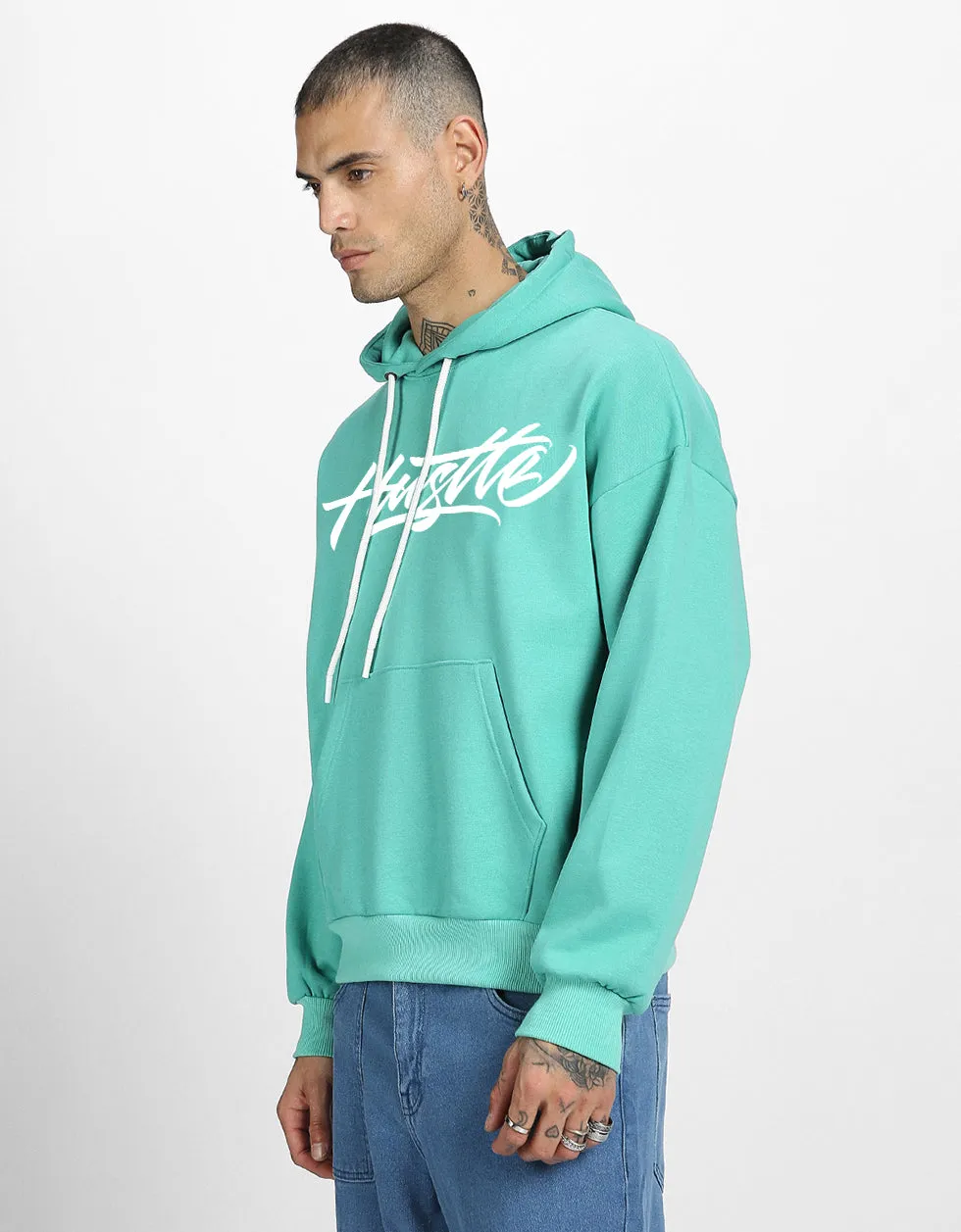 Hustle Mode: Green Print Men's Oversized Hoodie