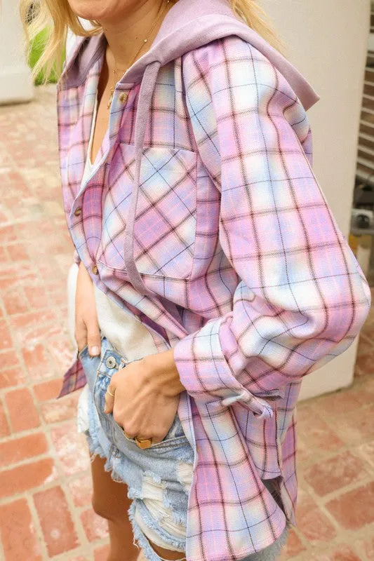 Jr Plaid Hoody Button Down