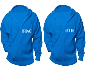 King Queen Couple Matching Zip Up Hoodies