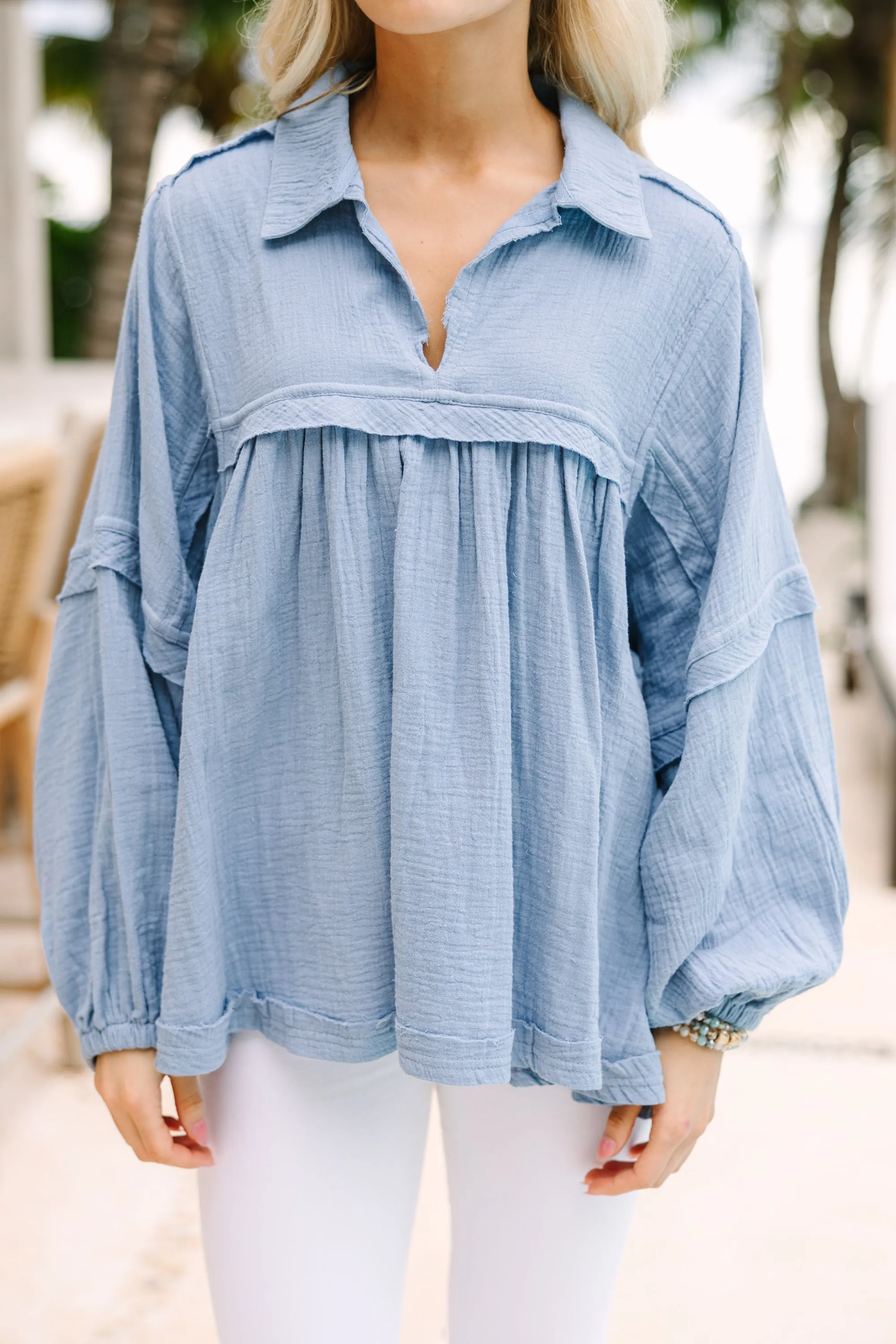 Love Life Denim Blue Babydoll Top