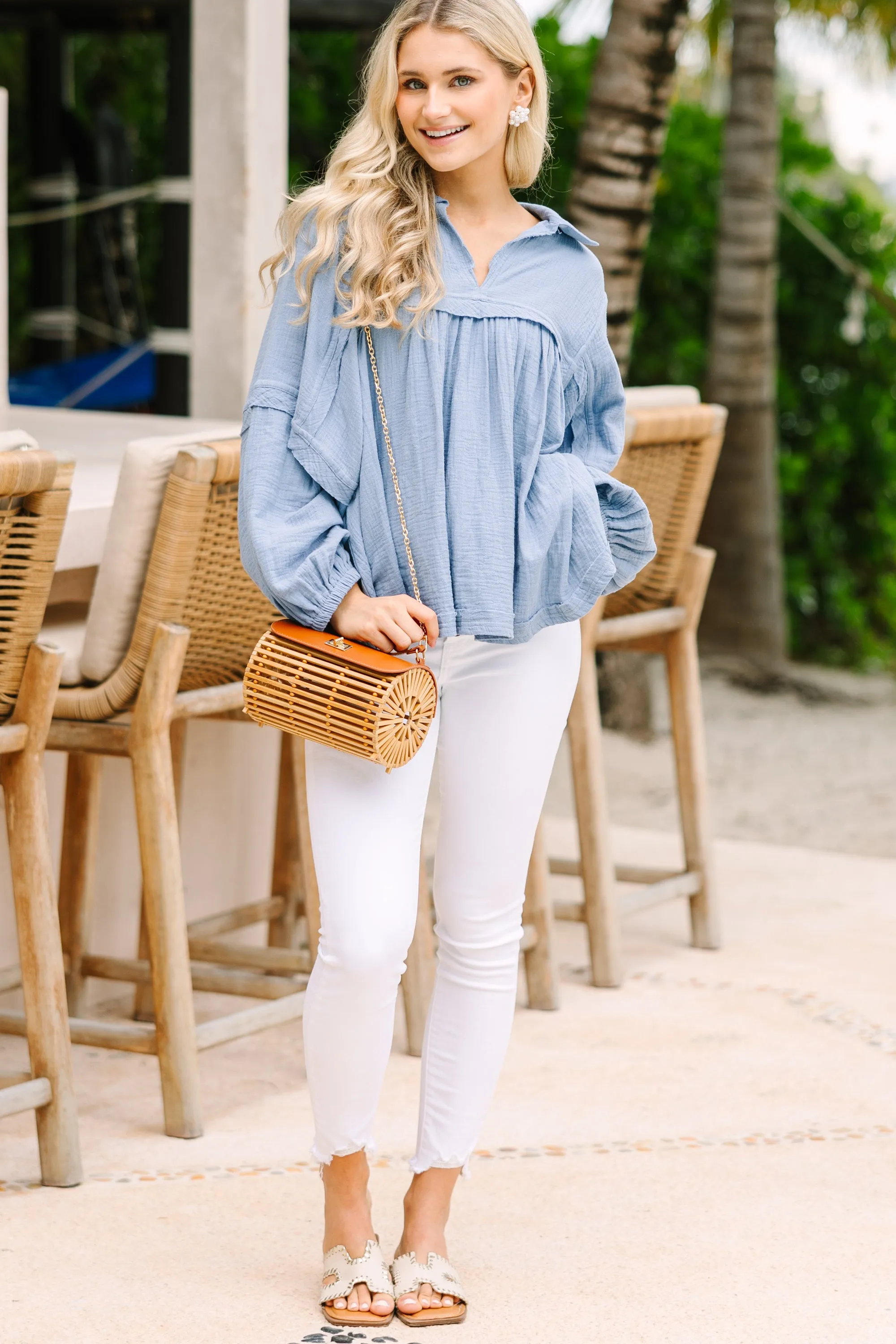 Love Life Denim Blue Babydoll Top