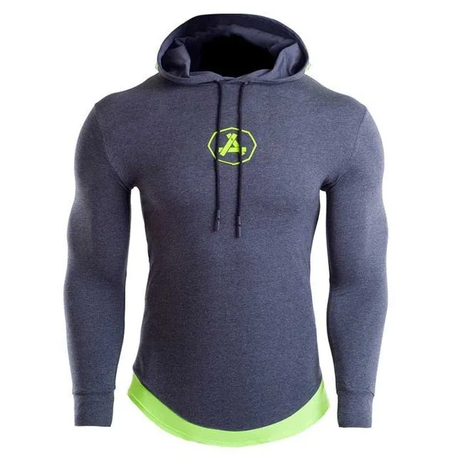 Men Quick Dry Cap Hoodie Sweatshirt Sporting Jersey Compress Fitness Tight Rashgard Shirt Gymming Bodybuilding Runs Jacket M1722