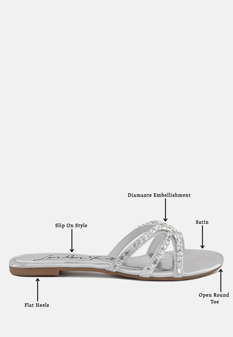 Mezzie Diamante Embellished Flat Sandals