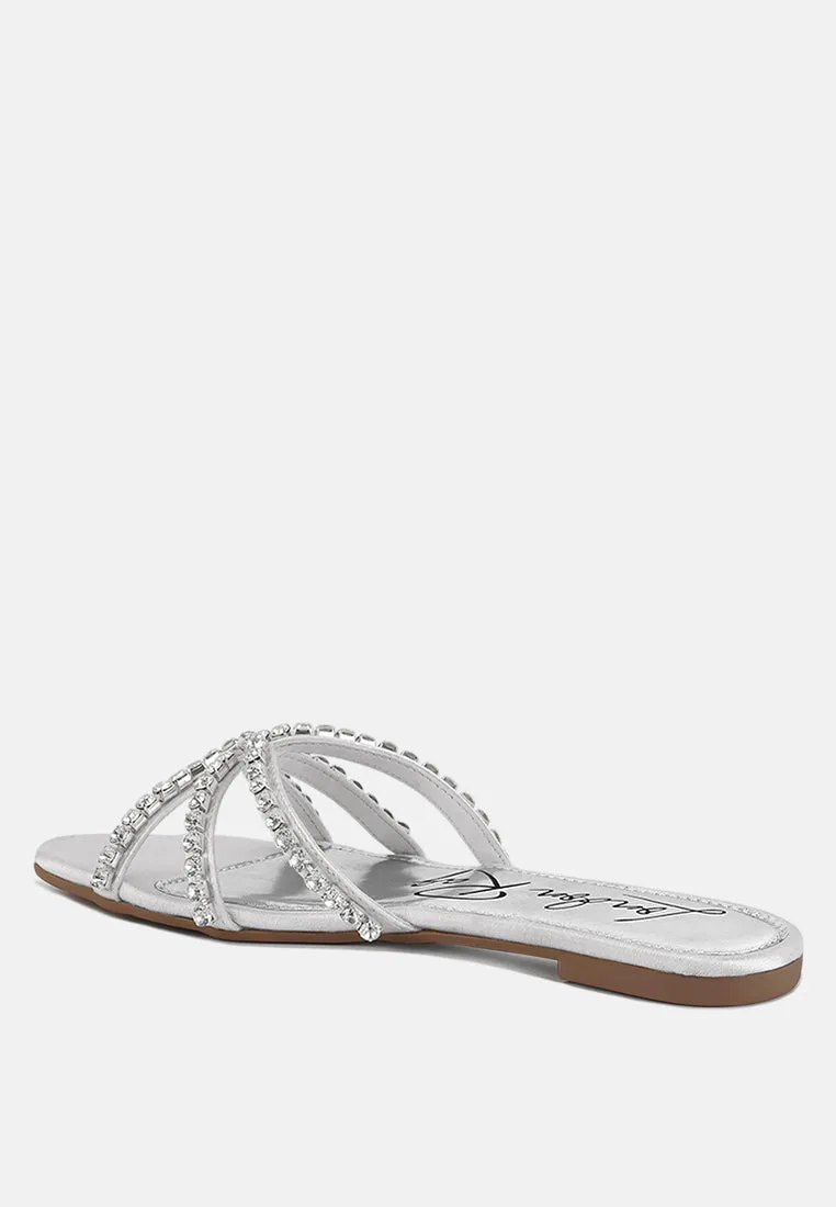 Mezzie Diamante Embellished Flat Sandals