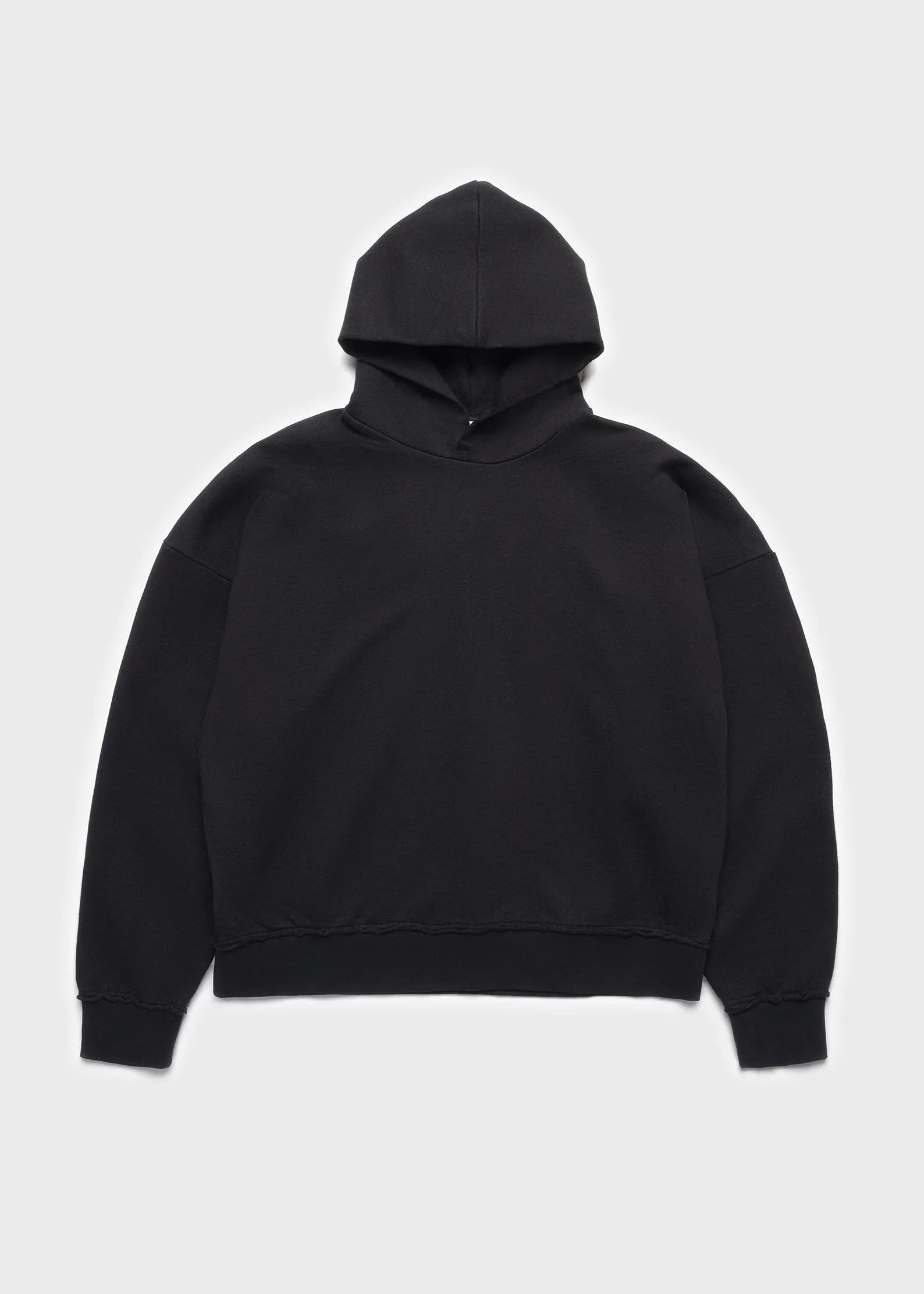 Oversized Frayed Hoodie - Black