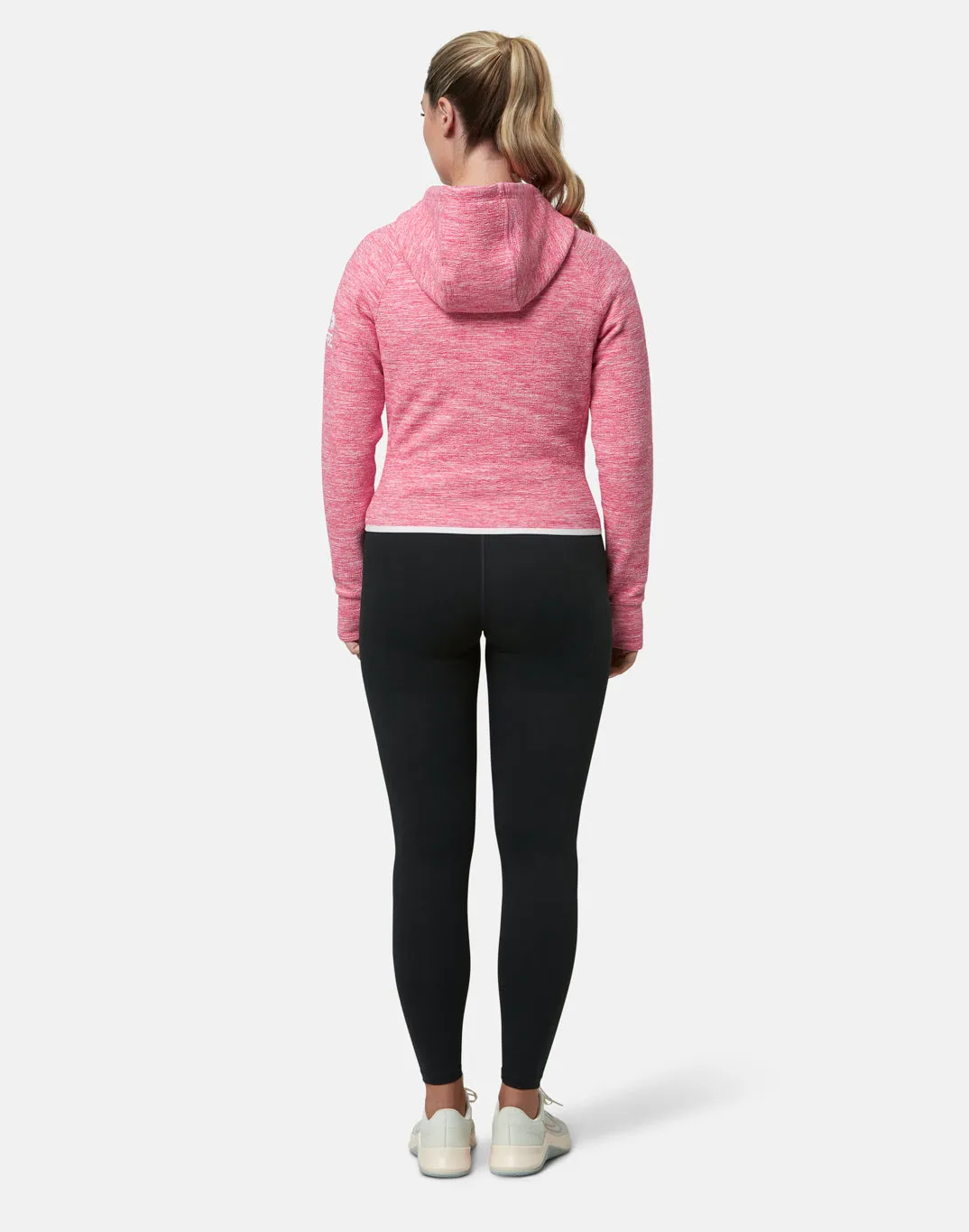 Pink Fleck Zip Crop Hoodie