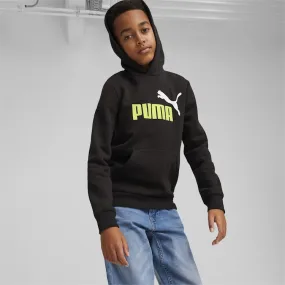 PUMA JUNIOR BLACK ESSENTIALS TWO-TONE BIG LOGO HOODIE