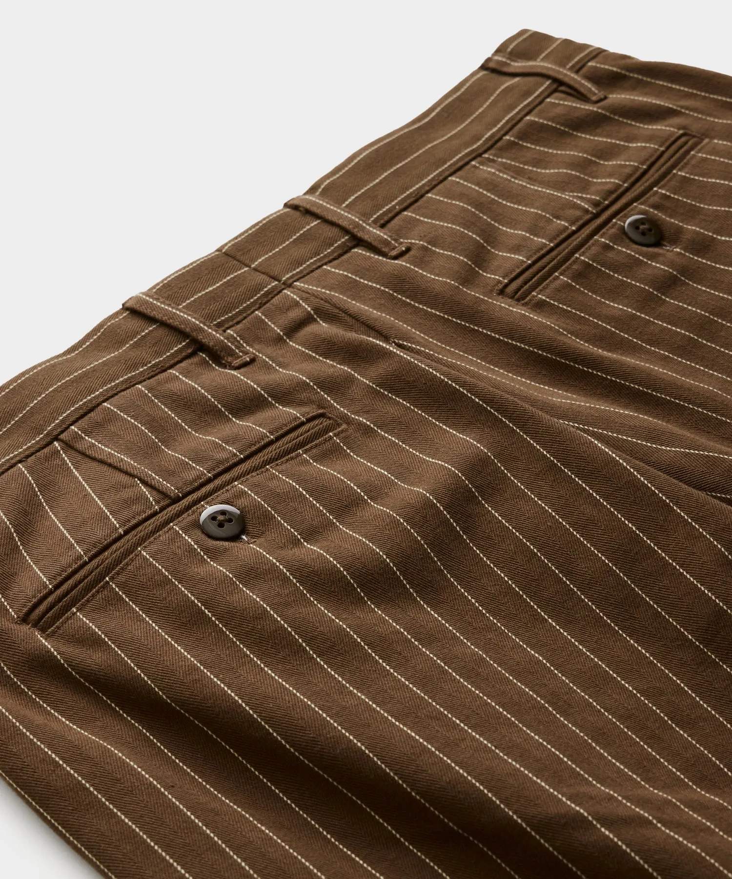 Mens Relaxed Fit Brown Pinstripe Chino Pants - Comfortable Casual Trousers for Everyday Wear