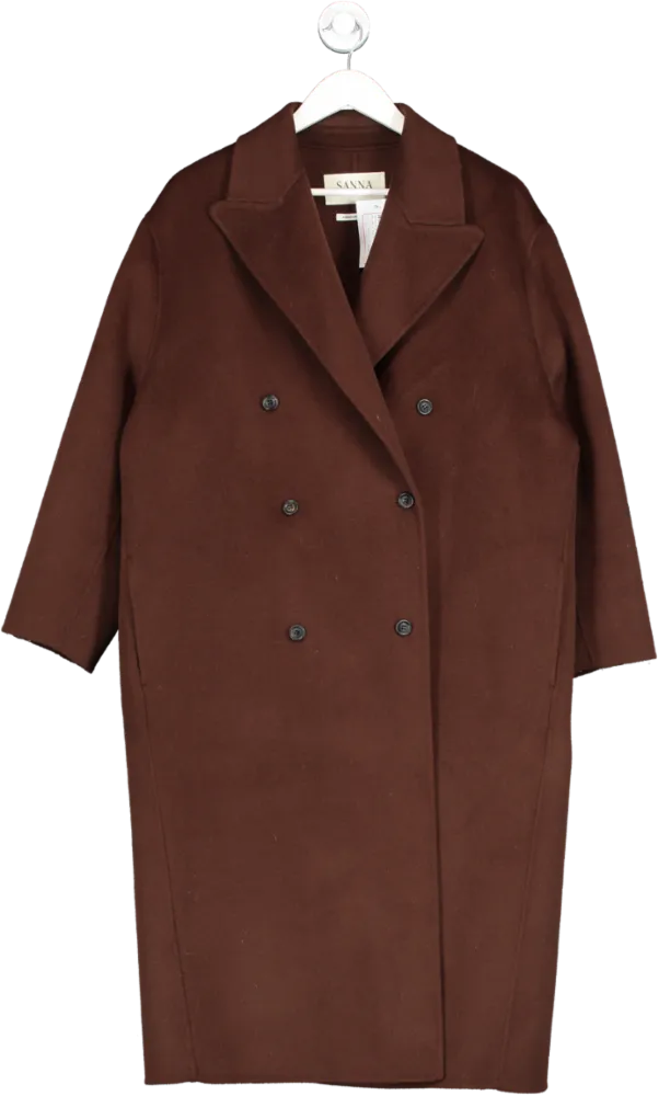 Sanna Brown Margaux Wool Overcoat One Size