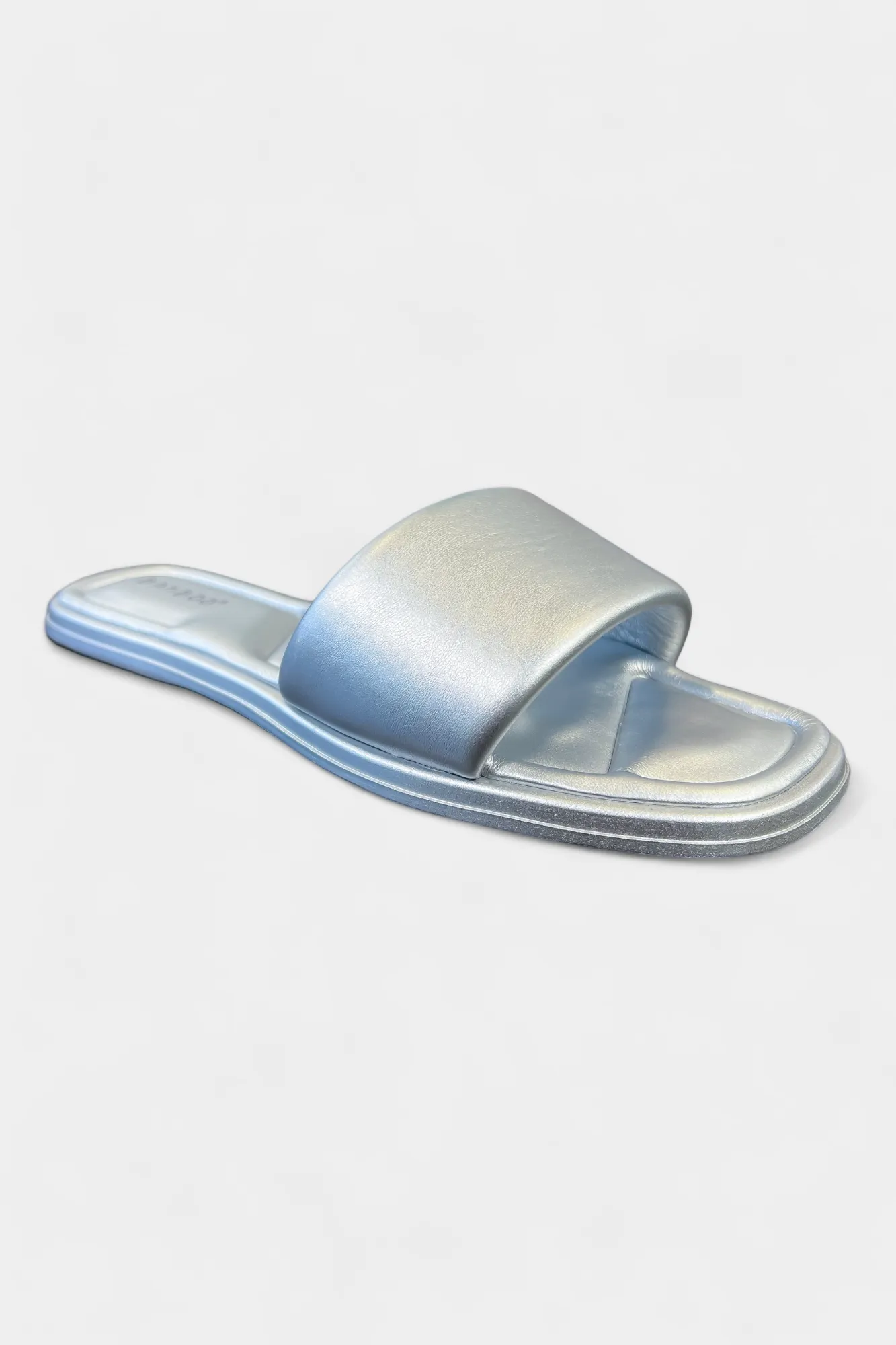 Silver Metallic Slip On Sandals