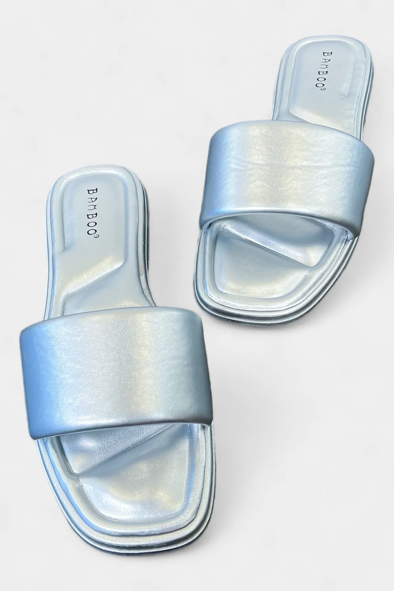 Silver Metallic Slip On Sandals