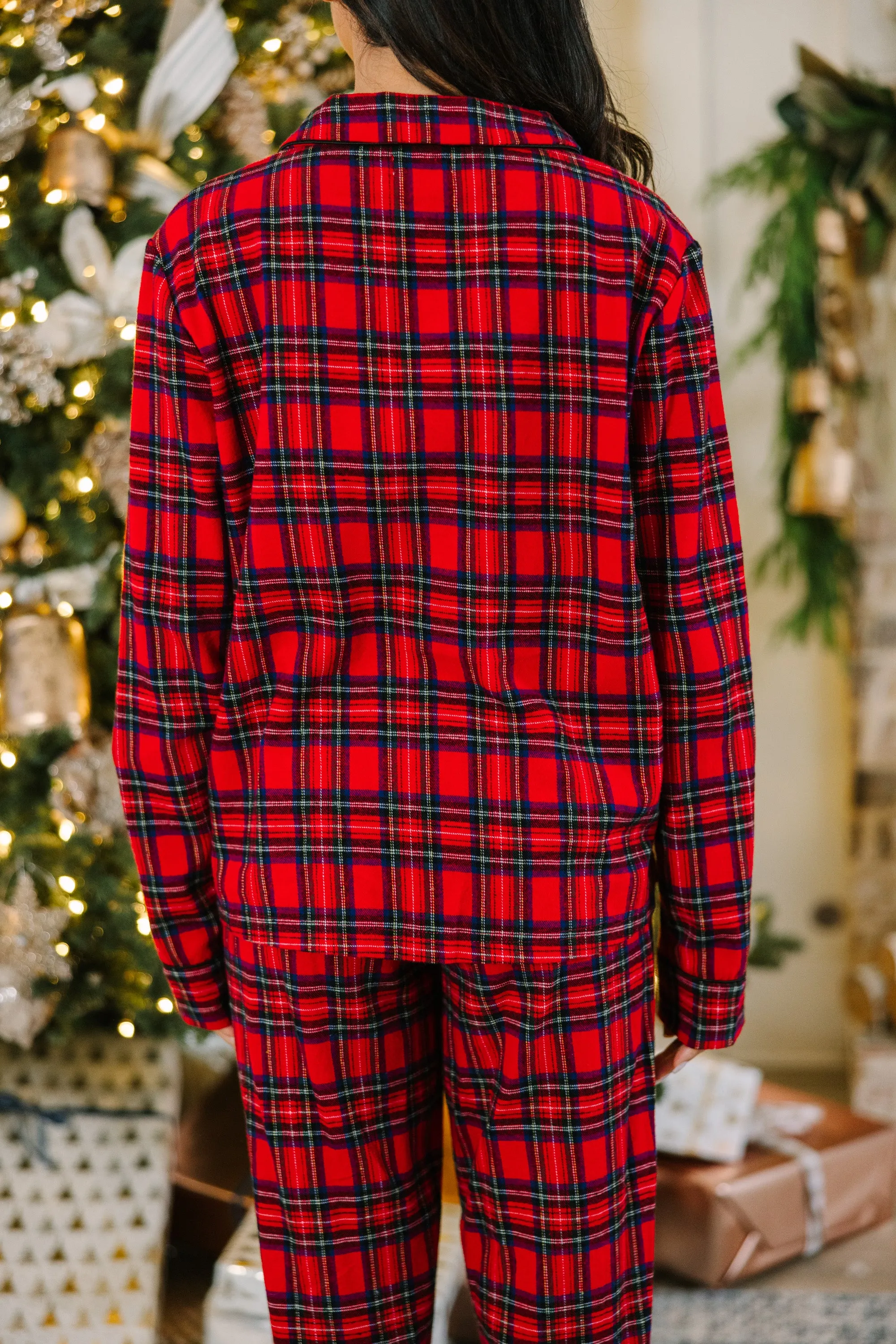 Staying In Tartan Plaid L/S Pajama Set