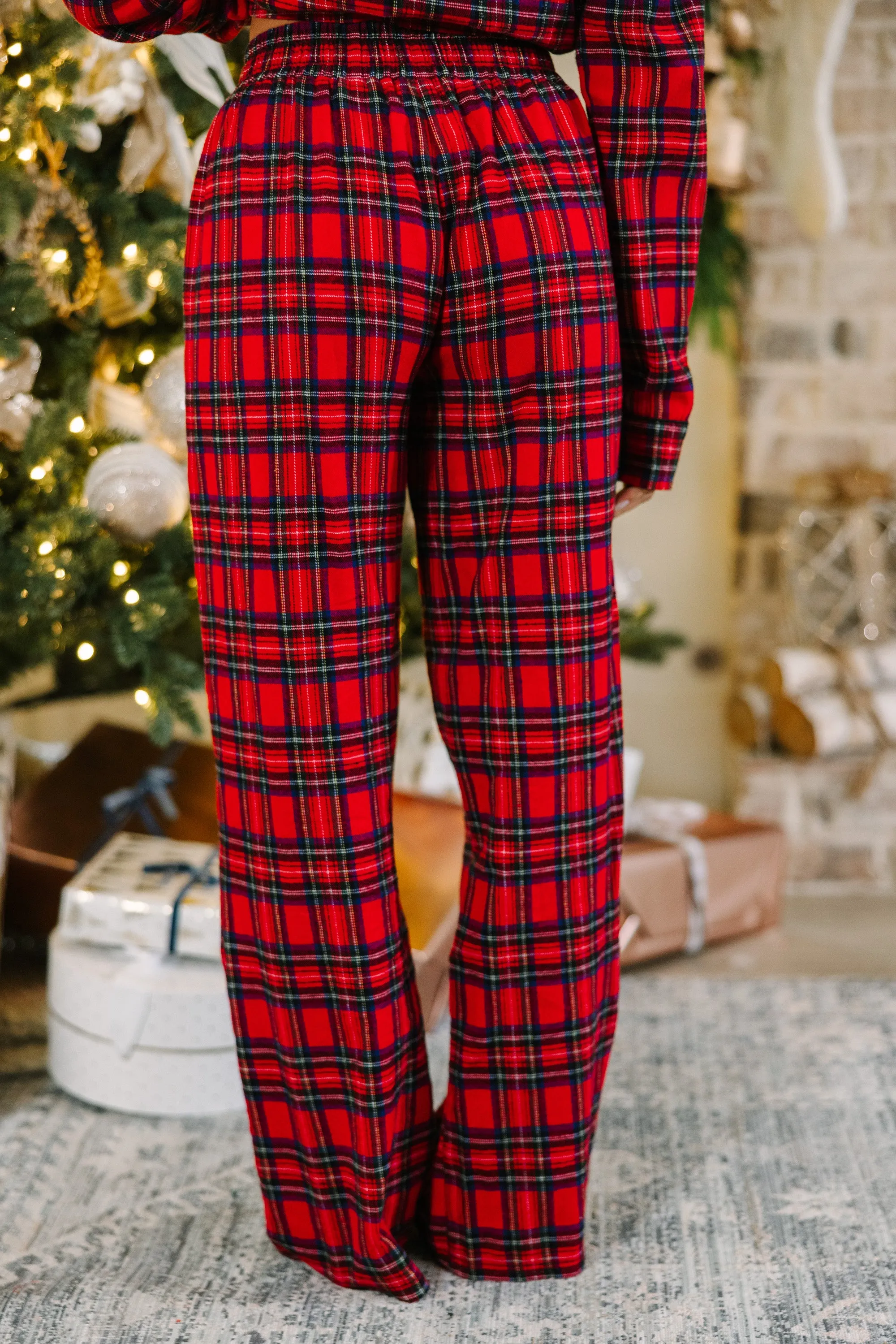 Staying In Tartan Plaid L/S Pajama Set