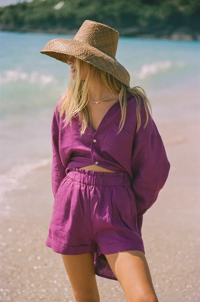 SUMMER Shirt Dress - purple linen