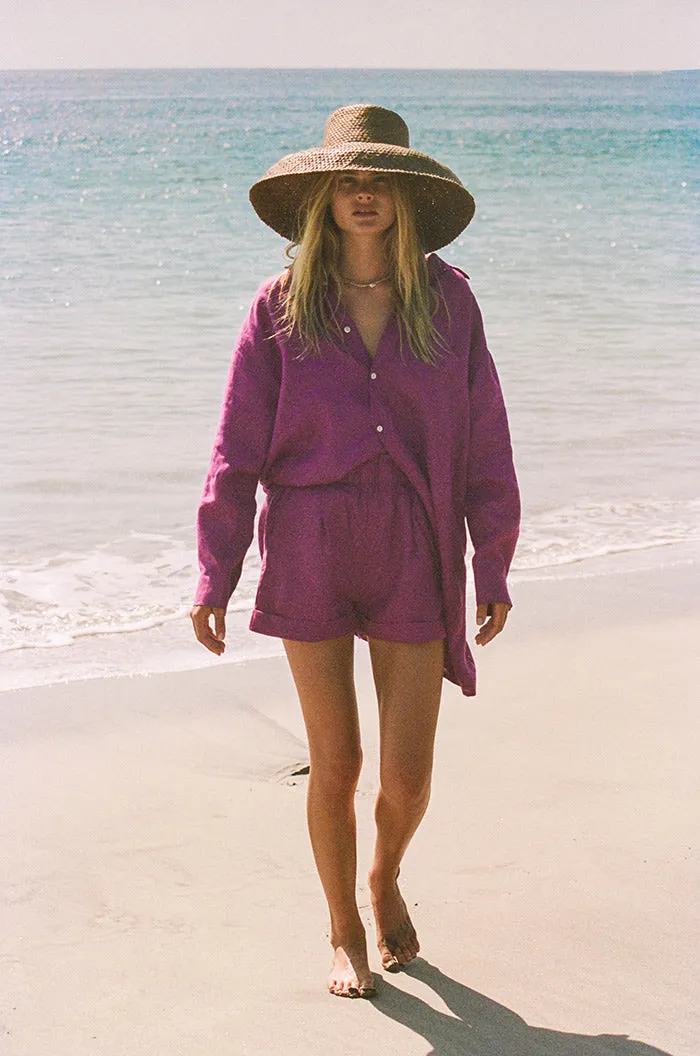 SUMMER Shirt Dress - purple linen