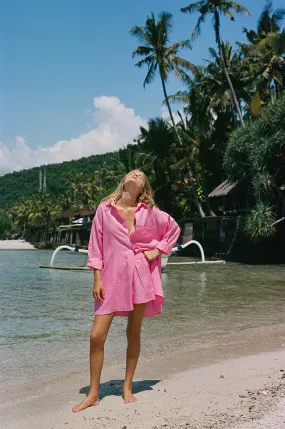 SUMMER Shirt Dress - soft pink linen