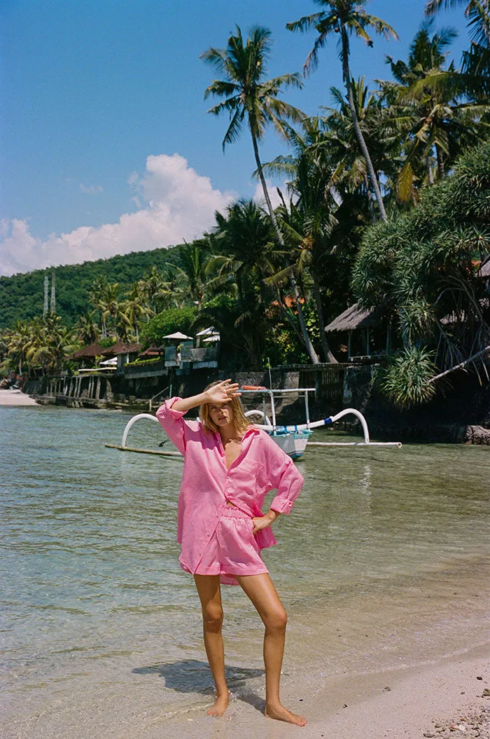 SUMMER Shirt Dress - soft pink linen